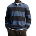 thumbnail image 1 of Purcolt Men's Striped Sweatshirts Soft Color Block Long Sleeve Button Tops Casual Fashion Work Golf Pullover Blouse Shirts, 1 of 5