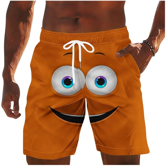 Purcolt Men's Swim Trunks Cartoon Drawstring Waist Bathing Suit Board Shorts Funny Novelty Beachwear with Pockets