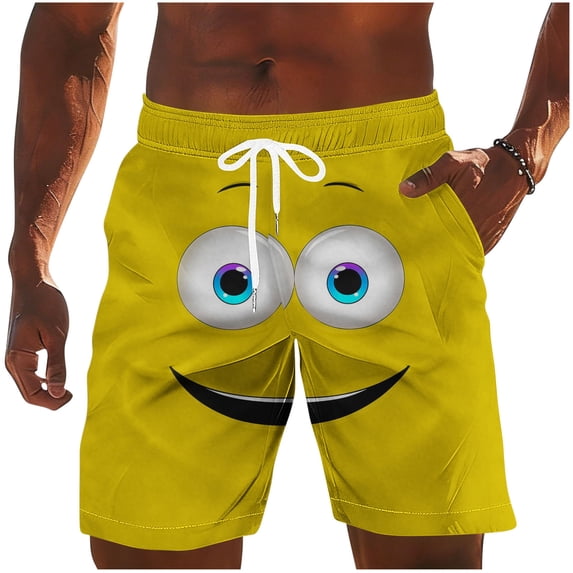 Purcolt Men's Swim Trunks Cartoon Drawstring Waist Bathing Suit Board Shorts Funny Novelty Beachwear with Pockets