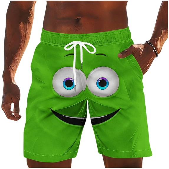 Purcolt Men's Swim Trunks Cartoon Drawstring Waist Bathing Suit Board Shorts Funny Novelty Beachwear with Pockets