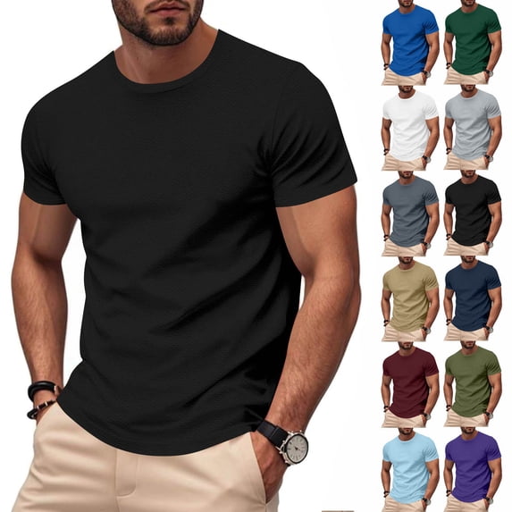 Purcolt Men's T-Shirts Short Sleeve Crew Neck Solid Color Basic Summer Tops Casual Sports Breathable Tee Shirts Blouses