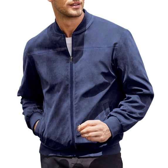 Purcolt Men's Vintage Faux Suede Bomber Jacket Causal Lightweight Zip Up Windbreaker Golf Jacket Business Work Office Dress Coat