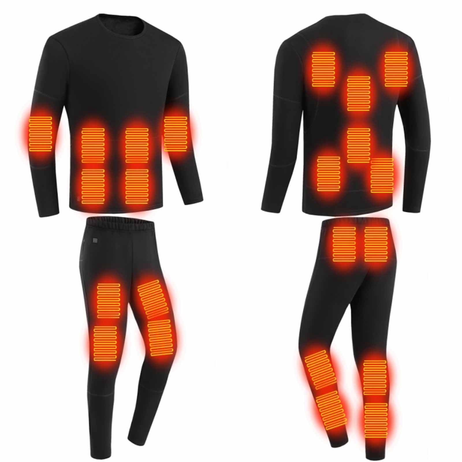 Suit Base Purcolt Mens 2 Piece Heated Thermal Underwear Set Crew neck Heating Top ...
