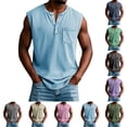 thumbnail image 1 of Purcolt Mens Athletic Tank Tops, Big and Tall Vintage Sleeveless Button Up Muscle Shirts Summer Casual Gym Running Workout Beach Tee Top with Pocket, 1 of 6