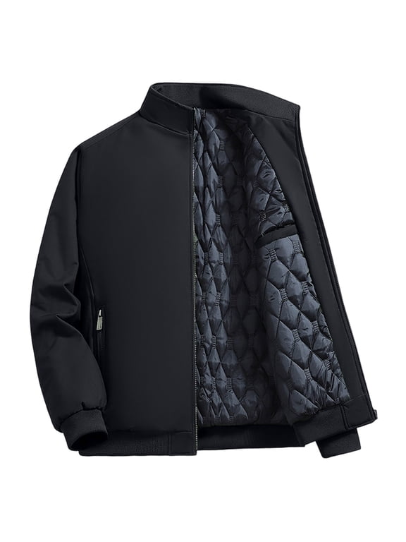 Mens Big and Tall Bomber Jackets Lightweight Casual Stand Neck Loose Fit Winter Thermal Coats Full Zip Up Windproof Waterproof Outerwear with Pockets