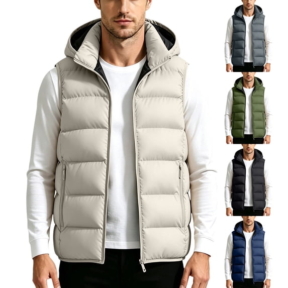Purcolt Mens Big and Tall Hooded Puffer Vest Lightweight Full Zipper Loose Fit Quilted Padded Waistcoat Wind‑Resistant Layering Outerwear for Outdoor Travel Work