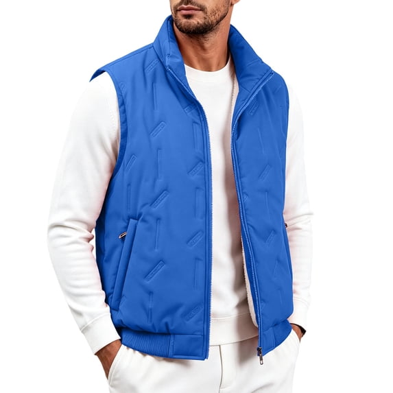 Purcolt Mens Big and Tall Puffer Vests Lightweight Fleece Lined Stand Neck Sleeveless Loose Fit Layering Outerwear Full Zipper Wind‑Resistant Warm Gilet with Pockets