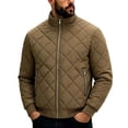 thumbnail image 1 of Purcolt Mens Bomber Jackets Trendy Casual Quilted Stand Neck Full Zip Up Winter Puffer Coats Comfort Loose Fit Windproof Thermal Outerwear with Pockets, 1 of 9