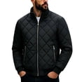 thumbnail image 1 of Purcolt Mens Bomber Jackets Trendy Casual Quilted Stand Neck Full Zip Up Winter Thermal Coats Comfort Loose Fit Windproof Outerwear with Zipper Pockets, 1 of 9