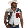 thumbnail image 1 of Purcolt Mens Button Down Tank Tops Dressy Casual Print Lapel Collar Sleeveless Vest Vintage Western Cowboy Loose Fit Shirts with Pocket, 1 of 6