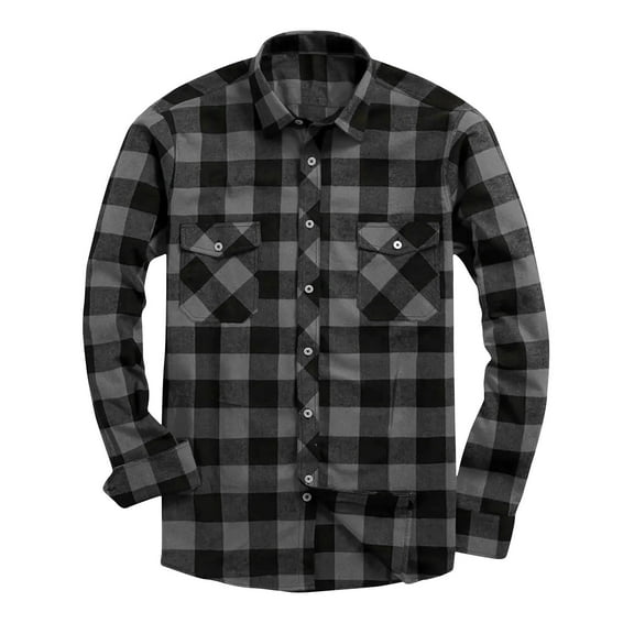 Purcolt Mens Flannel Shirt Regular Fit Long Sleeve Casual Vintage Button Down Plaid Shirt with Pockets
