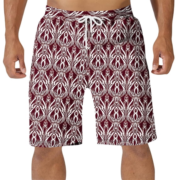 Purcolt Mens Graphic Print Shorts Quick-Dry Loose Fit Drawstring Basketball Shorts Summer Casual Hawaiian Beach Swimwear Bathing Suit with Pockets