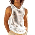 thumbnail image 1 of Purcolt Mens Hollow Out Tank Tops Comfort Casual Crochet Knit Crew Neck Sleeveless T-Shirts Lightweight Loose Fit Vest for Beach Vacation Party, 1 of 6