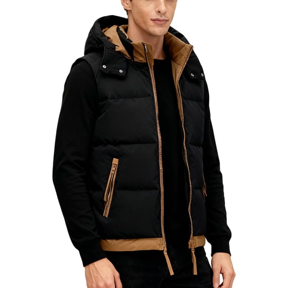Purcolt Mens Hooded Puffer Vest Thick Warm Padded Sleeveless Winter Outerwear Water Resistant Windproof Casual Zip Up Gilet Jackets