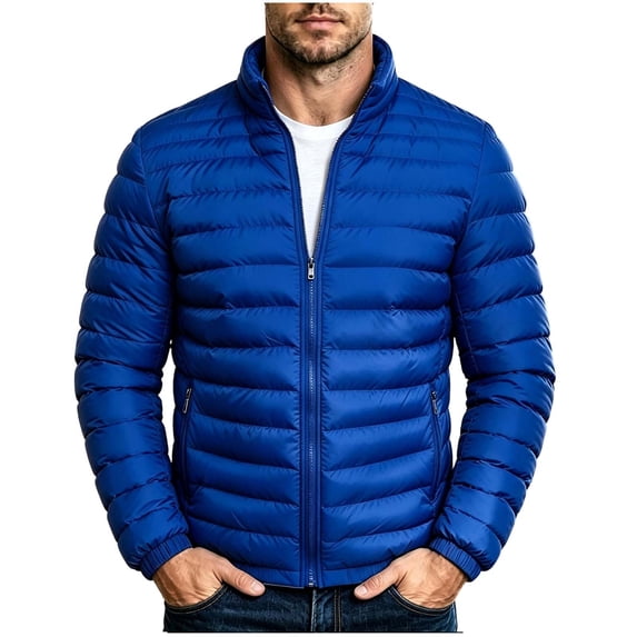 Purcolt Mens Lightweight Puffer Jacket Stand-Up Collar Long Sleeve Thermal Down Jacket Casual Warm Winter Coat Outerwear