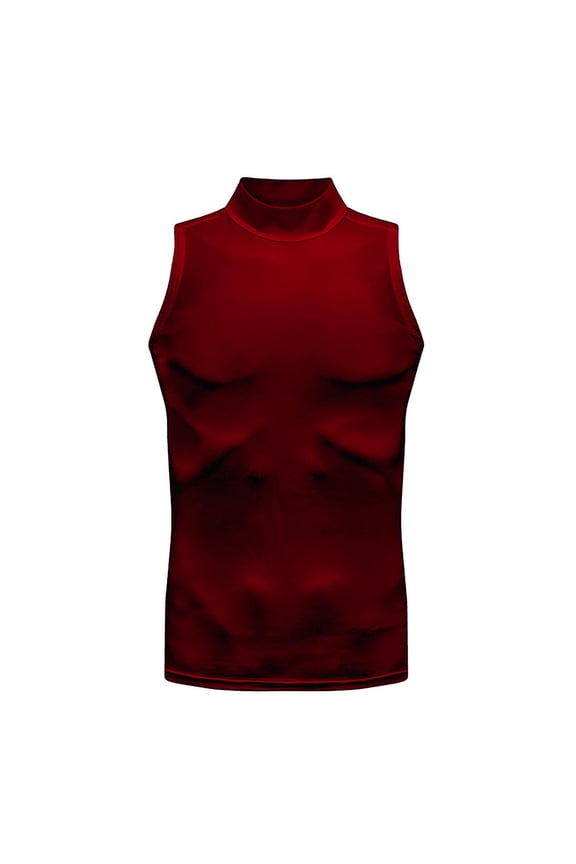 Mens Mock Turtleneck Muscle Tank Tops Sleeveless Quick Dry Slim-Fit Vest Compression Base Layer Shirt Workout Gym Running Training