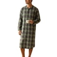 thumbnail image 1 of Purcolt Mens Nightgown Long Sleeve Plaid Print Lounge Sleep Shirt Pajama Nightshirt Soft Loose Sleepwear Comfy Nightwear S-3XL, 1 of 7