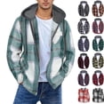 thumbnail image 1 of Purcolt Mens Plaid Hooded Shirts Comfort Casual Long Sleeve Full Zipper Shirts Jackets Lightweight Trendy Loose Fit Shacket Outerwear with Pockets, 1 of 6