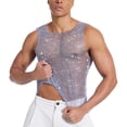 thumbnail image 1 of Purcolt Mens Rhinestone Fishnet Mesh Tank Tops Trendy Casual Crewneck Sleeveless Shirts Lightweight Trendy Slim Fit Party Club Vest, 1 of 8