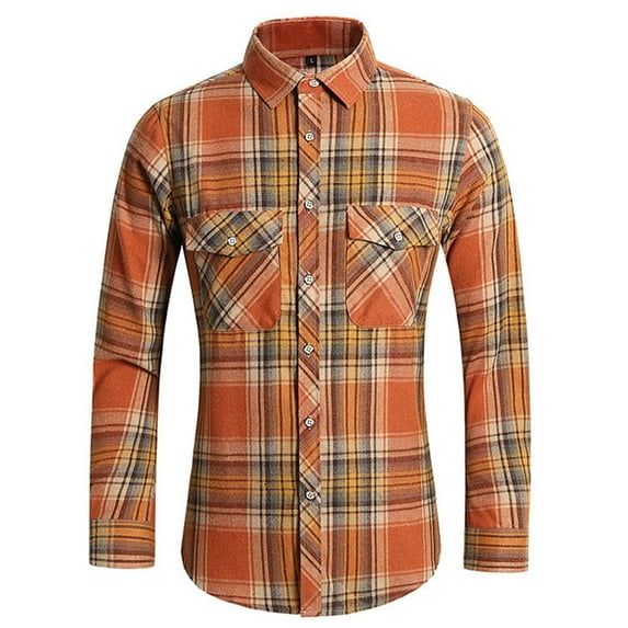 Purcolt Mens Shirts Long Sleeve Plaid Button Down Shirt Casual Cotton Cowboy Work Shirts with Pockets