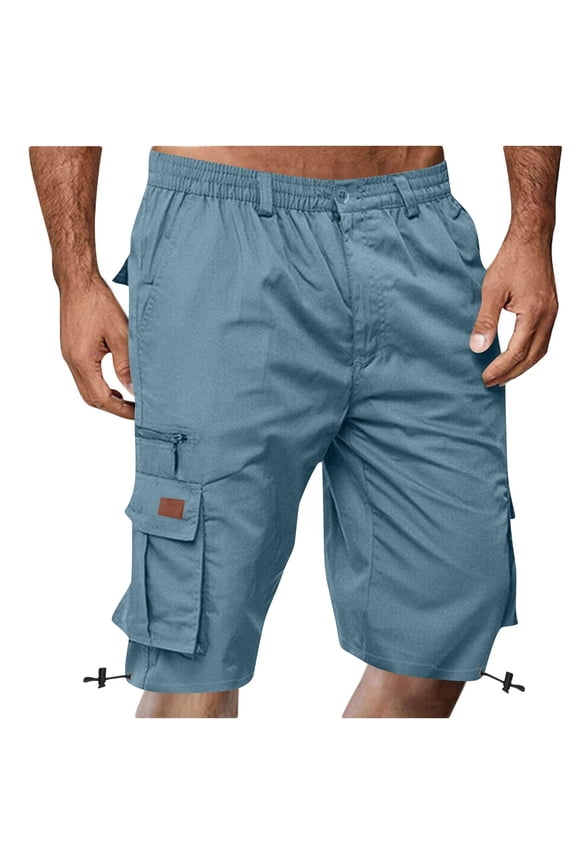 Mens Stretch Cargo Shorts Lightweight Comfort Waist Workout Shorts Knee Length Bermuda Shorts with Pockets for Running Hiking Cycling
