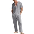 thumbnail image 1 of Purcolt Mens Summer 2 Piece Sets Comfortable Button Down Hooded Shirts and Loose Fit Pants Sweatsuit Casual Beach Pants Outfits, 1 of 9