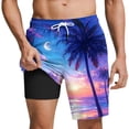 thumbnail image 1 of Purcolt Mens Swim Trunks with Compression Liner, Quick Dry Drawstring Stretch 2 in 1 Board Swimming Shorts Summer Casual Vacation Bathing Suits with Pockets, 1 of 7