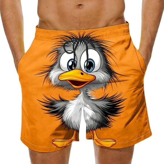Purcolt Mens Swim Trunks Funny Printed Summer Athletic Running Beach Board Shorts with Pockets