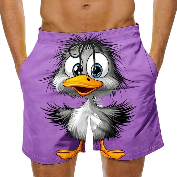 Purcolt Mens Swim Trunks Funny Printed Summer Athletic Running Beach Board Shorts with Pockets