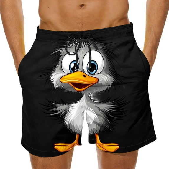 Purcolt Mens Swim Trunks Funny Printed Summer Athletic Running Beach Board Shorts with Pockets