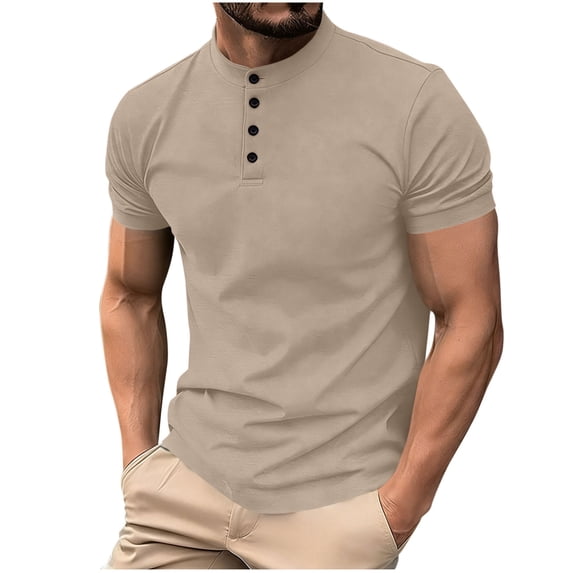 Purcolt Mens T Shirts Summer Casual Collarless Short Sleeve Muscle Shirts Lightweight Breatable Slim Fit Workout Athletic Tops