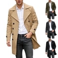 thumbnail image 1 of Purcolt Mens Trench Coat Double Breasted Notched Lapel Windproof Long Sleeve Mid Length Overcoat Casual Business Lightweight Outerwear, 1 of 9