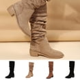 thumbnail image 1 of Purcolt Mid-Calf Boots for Womens Vintage Trendy Ruched Pointed Toe Block Heel Booties Comfort Casual Non-Slip Pull-on Western Cowgirl Boots, 1 of 7