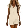 thumbnail image 1 of Purcolt One Piece Jumpsuits for Women Cotton Linen Button Sleeveless Shorts Rompers Loose Fit Overalls Beach Vacation with Pockets, 1 of 7