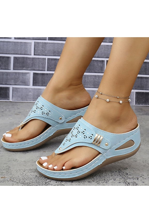 Orthopedic Sandals for Women Dressy Wide Width Flip Flops with Arch Support Casual Summer Beach Wedge Non Slip Flip Flops