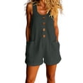 thumbnail image 1 of Purcolt Overalls for Women Summer Crew Neck Sleeveless Cotton Rompers Casual Button Front Short Jumpsuits with Pockets, 1 of 9