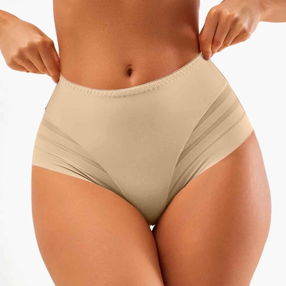 Purcolt Panties for Womens Comfort Stretchy Mid Waisted Tummy Control Underwear Breathable Full Coverage No Show High-Cut Hipster Briefs
