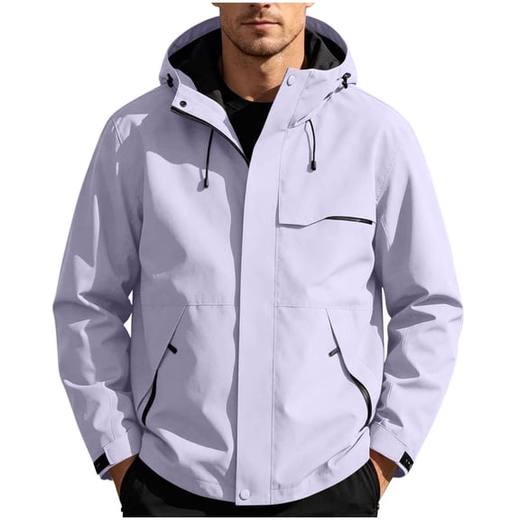 Purcolt Rain Jackets for Men Lightweight Waterproof Outerwear Comfort Shell Windbreaker Hooded Raincoat with Pockets for Golf Cycling Outdoor