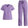 thumbnail image 1 of Purcolt Scrub Sets for Women Comfort V Neck Short Sleeve Tops and Elastic Waisted Straight Leg Pants with Pockets for Nurse Esthetician Workwear, 1 of 9