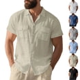 thumbnail image 1 of Purcolt Shirts for Men Lightweight Short Sleeve Button Down Shirt Summer Casual Loose Fit Beach Vacation Tops with Pocket, 1 of 9