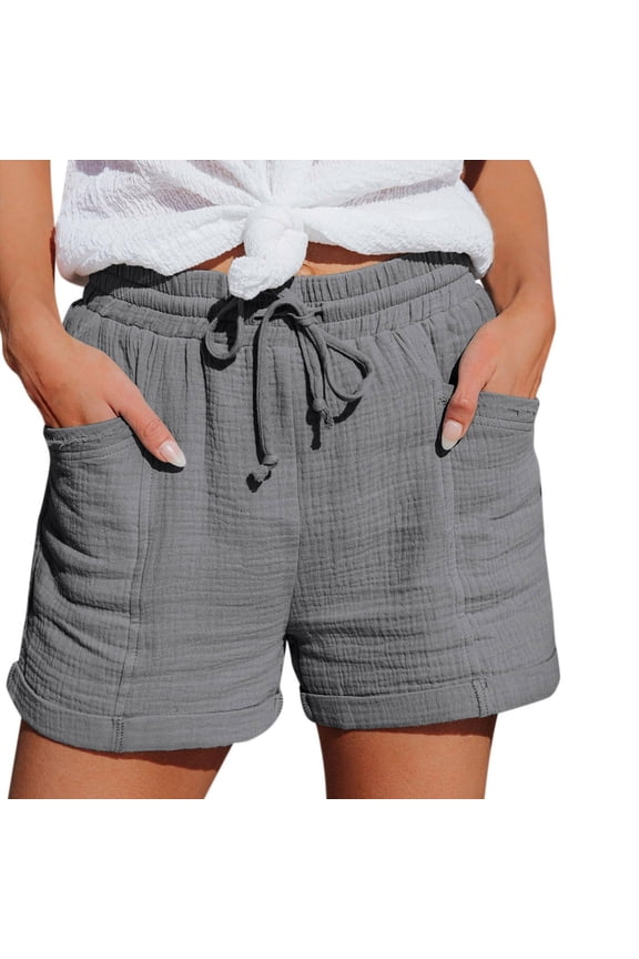 Shorts for Women Elastic Waist Drawstring Summer Beach Shorts Casual Comfy Lounge Shorts with Pockets, S-5XL