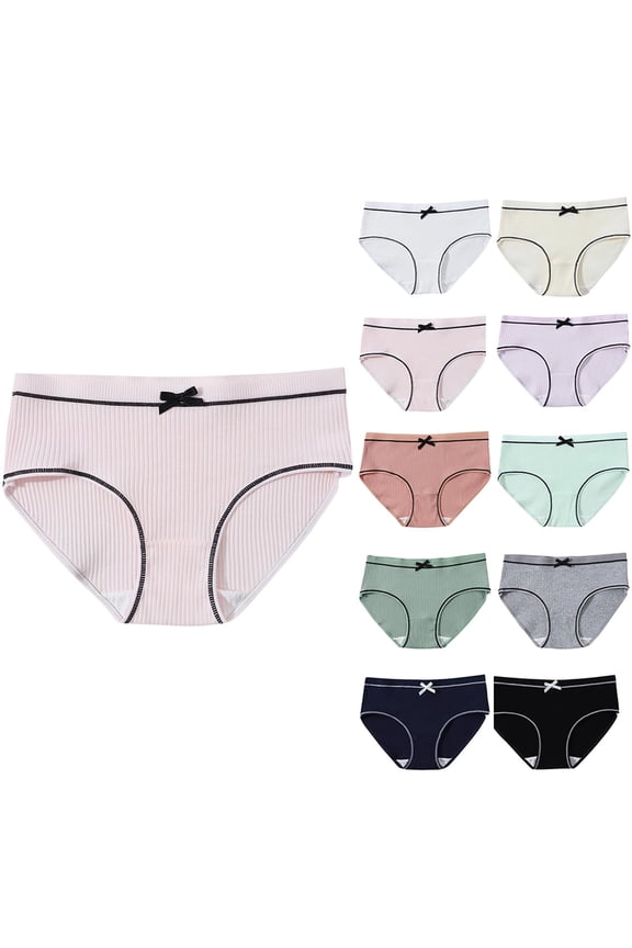 Teen Girls Cotton Bow Panties Breathable Soft Mid Rise Underwear Stretchy Full Coverage Briefs for 5-16 Years