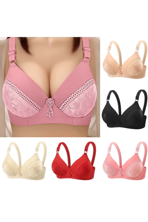 Underwire Bra for Women Lace Lightly Lined Everyday Bra Comfortable Full Coverage Double Support Push Up Bra