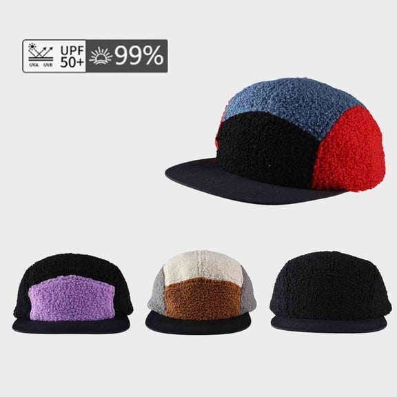 Purcolt Unisex 5 Panel Winter Baseball Cap Short Brim Warm Fleece Sport Hat Golf Cap Dad Hats Trucker Hat