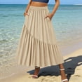 thumbnail image 1 of Purcolt Women High Waisted Knee-Length Skirt Solid Color Casual Skirts A-Line Elastic Waist Skirt, 1 of 7