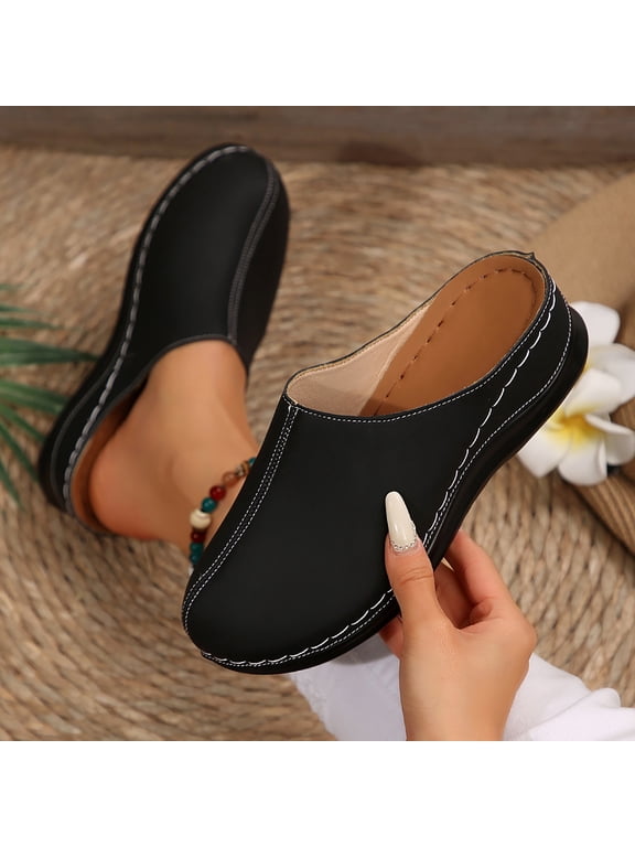 Women Summer Clogs Comfort Round Closed Toe Non Slip Slippers Casual Slip On Arch Support Nurse Shoes