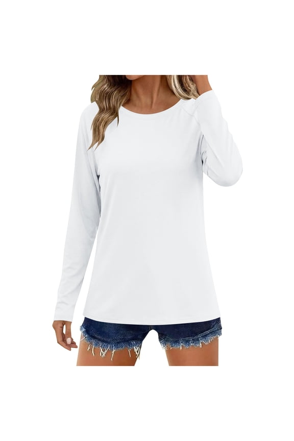 Women UPF 50+ UV Rash Guard Shirts Quick Dry Crew Neck Long Sleeve Sun Protection T Shirts Trendy Basic Tunic Workout Tops for Yoga Hiking Running