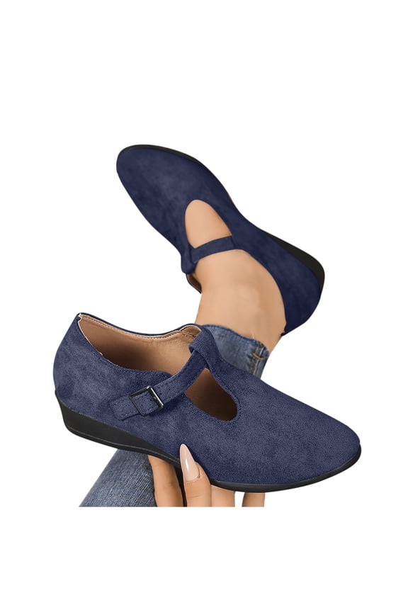 Women Vintage T-Strap Mary Jane Shoes Dressy Round Toe Ankle Strap Low Chunky Heels Pumps Dress Shoes for Office Club Party