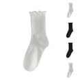 thumbnail image 1 of Purcolt Women's 1PC Ruffle Trim Ribbed Crew Socks Comfort Breathable Knit Mid Calf Socks with Scalloped Top for Casual School Work and Dress Wear, 1 of 4