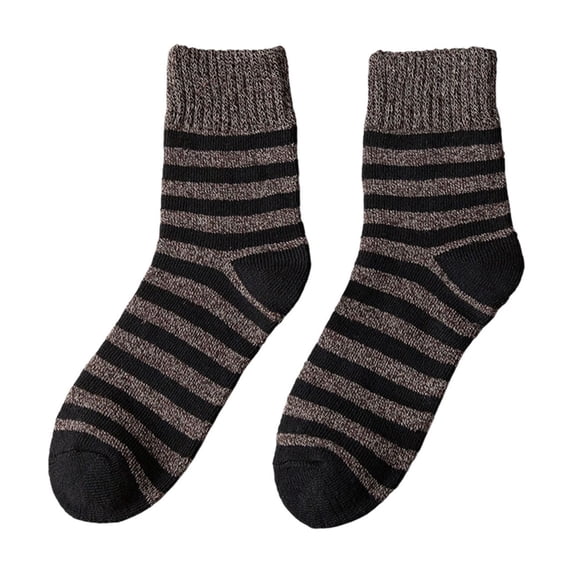 Purcolt Women's 1PC Striped Knit Crew Socks Comfortable Thick Ribbed Cuff Mid Calf Socks for Casual Work and Daily Wear